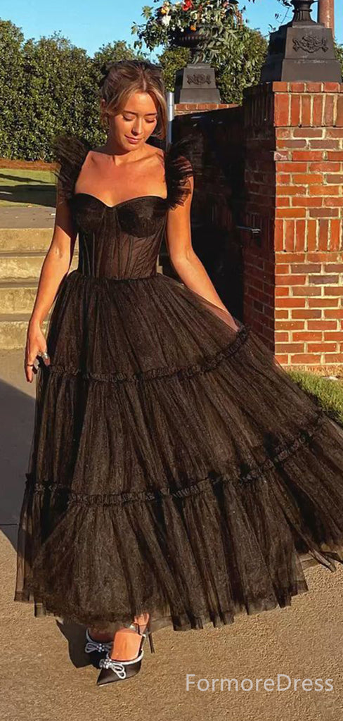 Gorgeous Black Sweatheart A-line Long Prom Dress,PD369