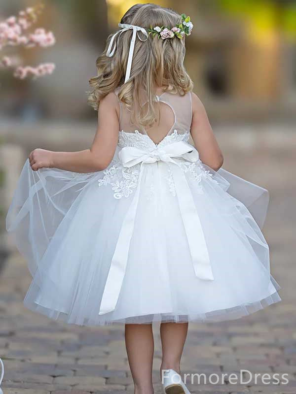 Cute Sleeveless Lace Appliques A-line Flower Girl Dress,  FGD66