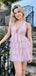 Elegant Pink V-neck A-line Short Mini Homecoming Dress,  HD277