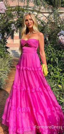 Elegant Sweatheart Strapless A-line Long Prom Dress,PD374