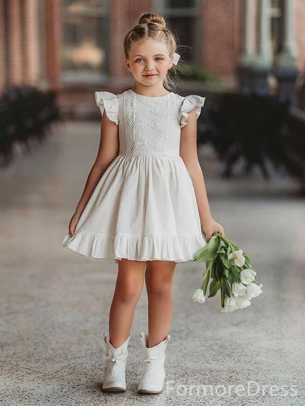 Elegant Ruffles A-line Short Mini Flower Girl Dress,  FGD67