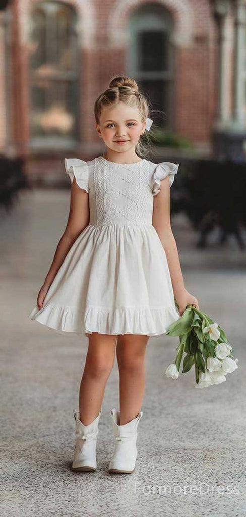 Elegant Ruffles A-line Short Mini Flower Girl Dress,  FGD67