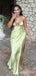 Sexy V-neck Spaghetti Strap Split Side Mermaid Long Prom Dress,PD376