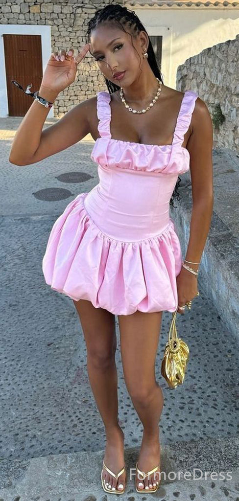 Elegant Pink A-line Short Mini Homecoming Dress,  HD282