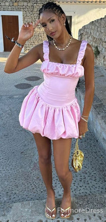 Elegant Pink A-line Short Mini Homecoming Dress,  HD282
