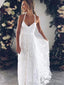 Elegant V-neck A-line Long Wedding Dress,  WD53