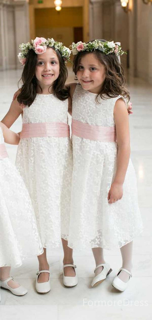 Elegant Sleeveless Lace A-line Long Flower Girl Dress,  FGD68