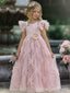 Popular Ruffles Appliques A-line Long Flower Girl Dress,  FGD70