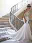 Elegant Spaghetti Strap Mermaid Long Wedding Dress,  WD55