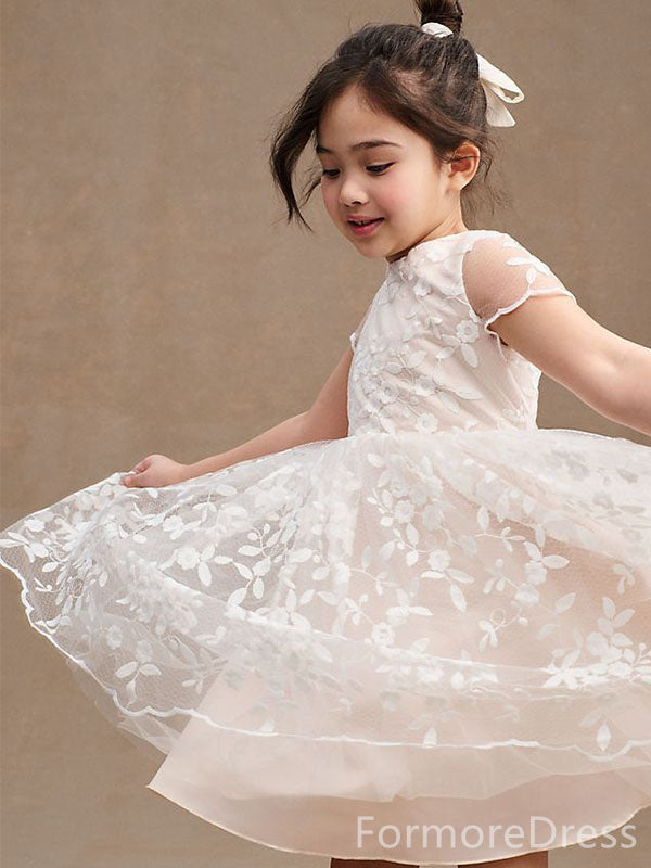 Popular Lace Appliques A-line Long Flower Girl Dress,  FGD71