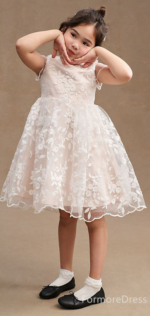 Popular Lace Appliques A-line Long Flower Girl Dress,  FGD71