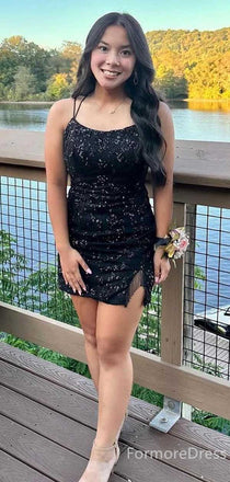 Elegant Spaghetti Strap A-line Short Mini Homecoming Dress,  HD33