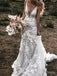 Sexy V-neck Spaghetti Strap Mermaid Long Wedding Dress,  WD57