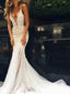 Sexy V-neck Spaghetti Strap Mermaid Long Wedding Dress,  WD58