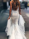 Sexy V-neck Spaghetti Strap Mermaid Long Wedding Dress,  WD58