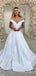 Elegant V-neck Off-shoulder A-line Long Wedding Dress, WD221