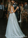 Sexy V-neck A-line Long Wedding Dress,  WD56